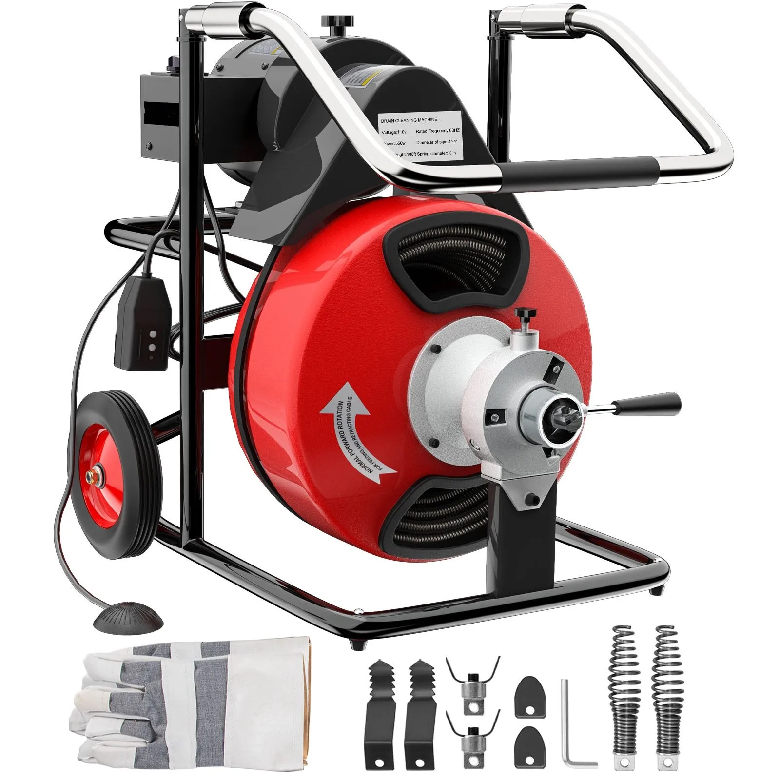 Best Price Plumbing Equipment Unclogging Cleaner Red Electric Drain Pipe Cleaning Machine For Sale
