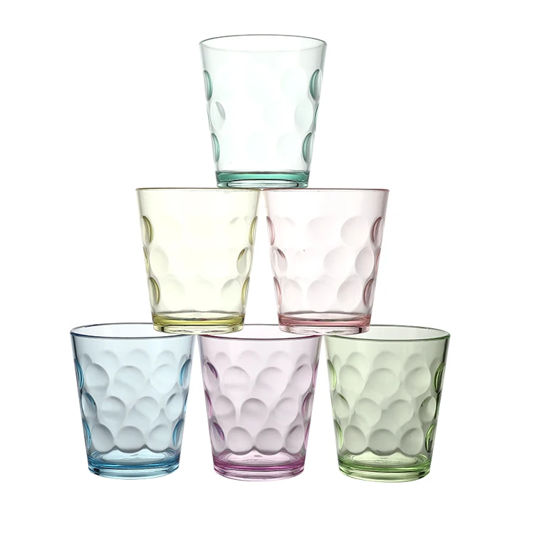 Wholesale HQ Plastic Custom Pastel Colored Acrylic Cup Polka Dot Clear Multicolor Fun Plastic Wine Glasses Creative Bar Whiskey