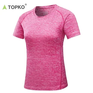 TOPKO OEM Custom Women Wholesale Fitness Wear High Quality Solid Yoga Sports Active Top tank T-shirt