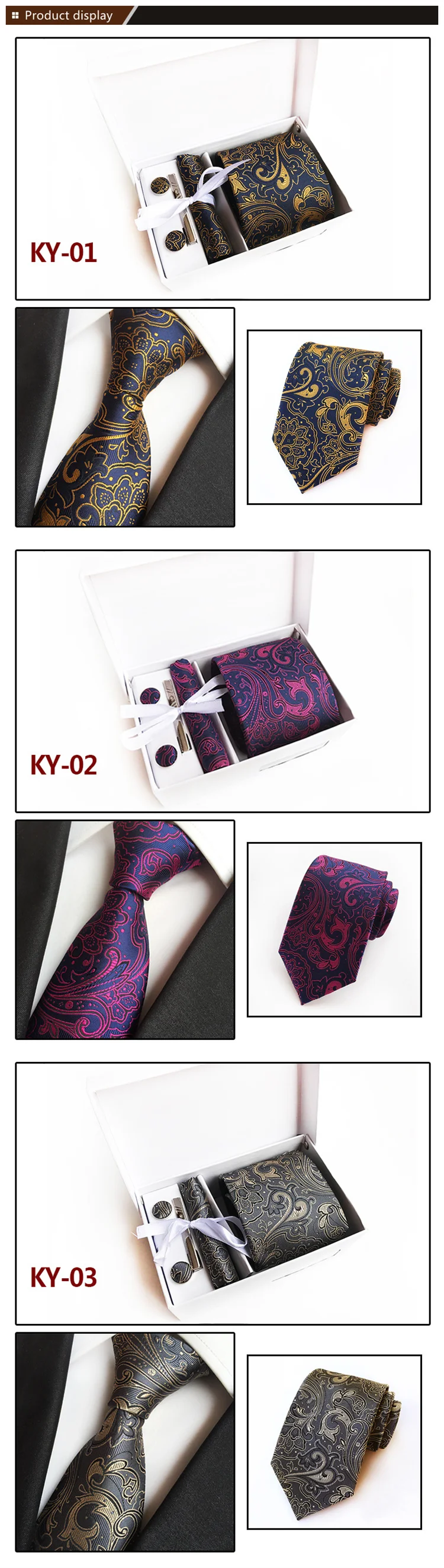 Customized Men's Business Gift Neck Tie And Tie Clip Pocket Square And