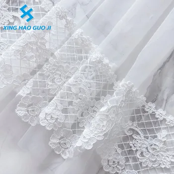 Wholesale price mesh embroidery lace decorative curtain sofa decorative design