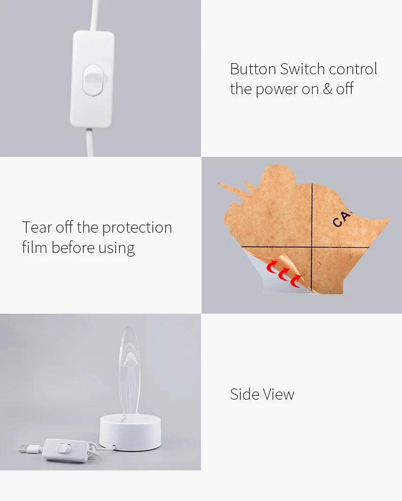 Wholesale 3D Creative Cartoon Acrylic Night Lights Optical Illusion Lamps Acrylic LED Night Lamps Light supplier