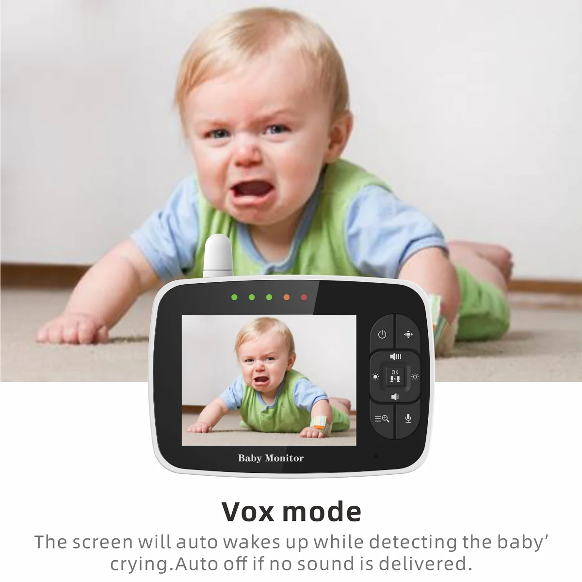 3.5 Inch Pantilt Lcd Screen Display Infant Camera Two Way Audio