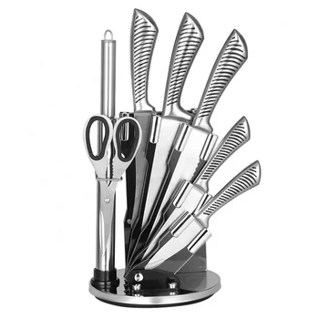 New design Wholesale 8 Pieces Stainless Steel Kitchen Knife Set With Hollow Handle for sale