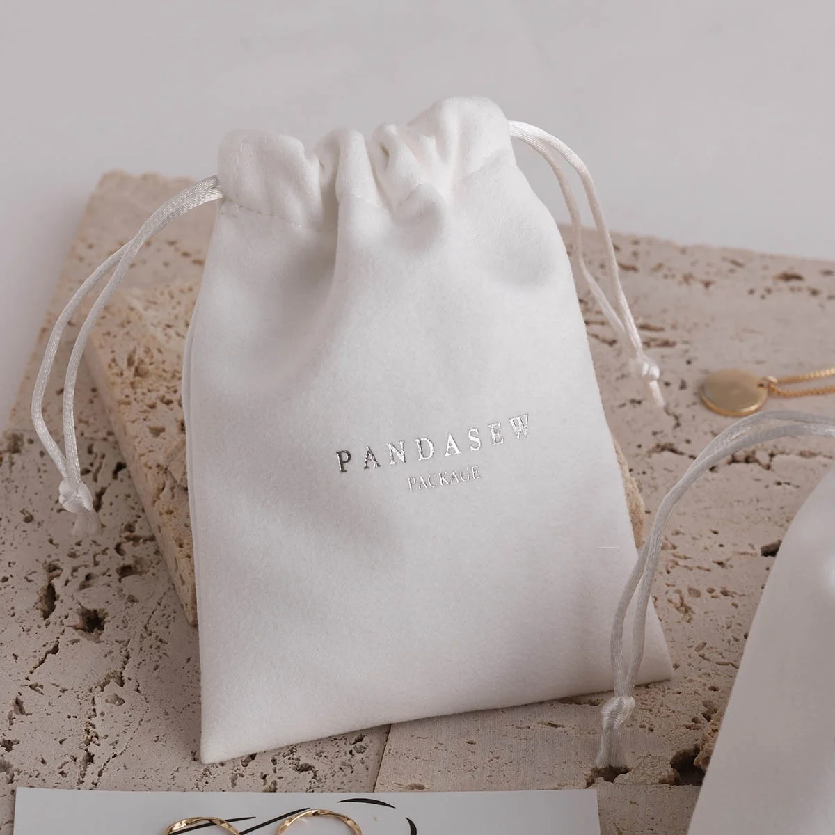 PandaSew, индивидуальный логотип, комфортное ощущение, индивидуальный логотип, сумка на завязках, бархатная сумка для ювелирных изделий