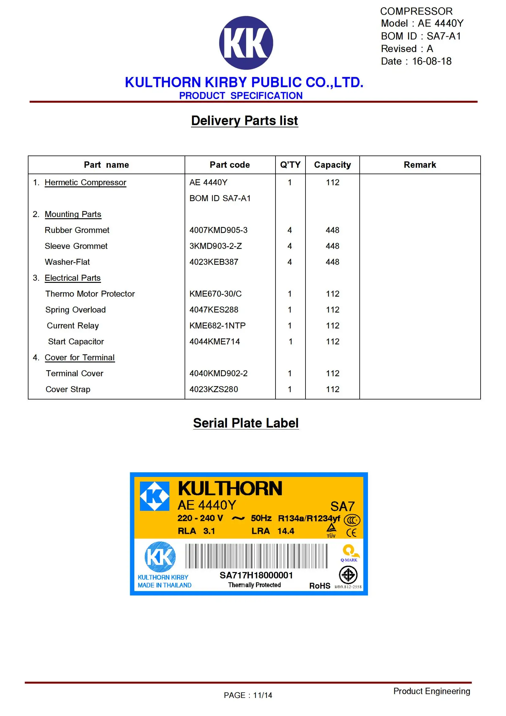 Kulthorn Kirby R134a R1234yf压缩机ae 4440y，带c.s.i.r电机 Buy Kulthorn柯比