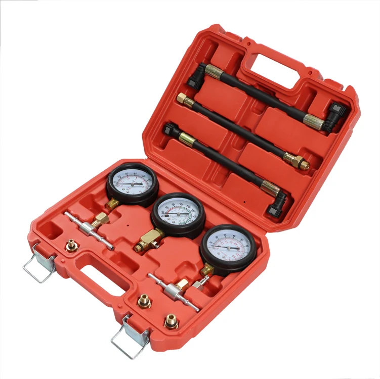 3pc Fuel Pressure Gauge Set Compression Tester Kit for Car and Motorcycle