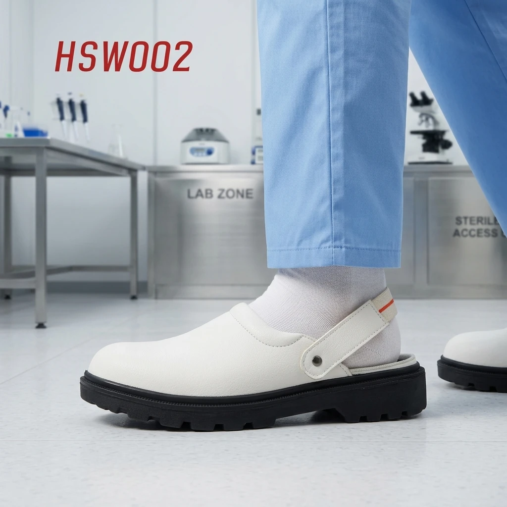 ZYF,Biological Lab Removable Adjustable Belt White Safety slippers Clinic Using Slip on Closure Static Proof Work FootwearHSW002