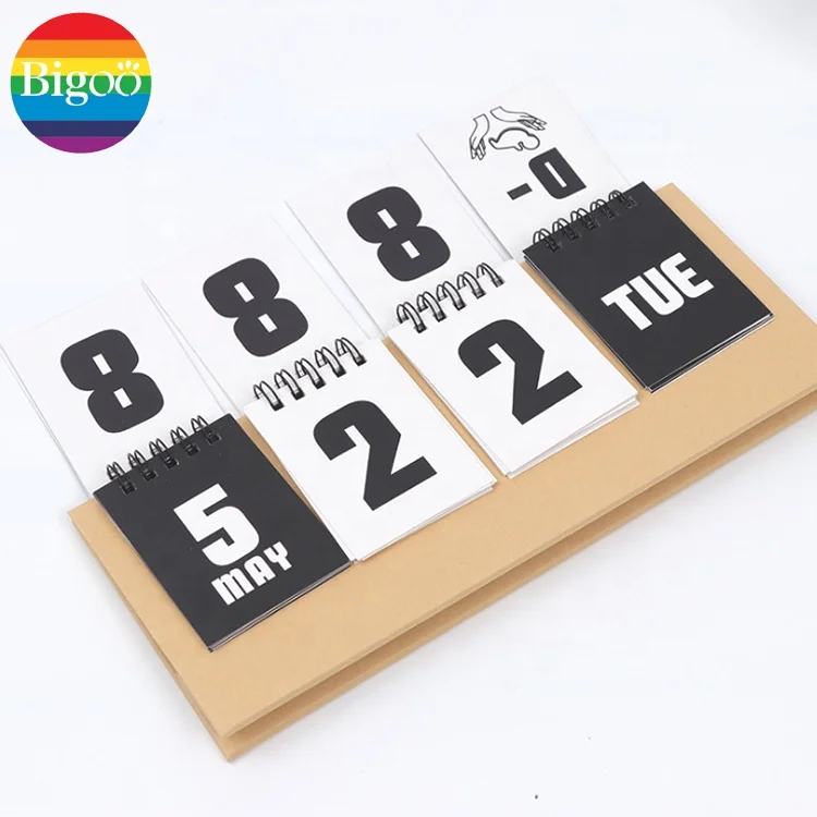 Custom Printed Simple Perpetual Desktop Countdown Calendar Practical Reminder for Office and Home Use