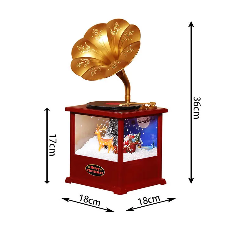 Simulation Gramophone Record Player Home Christmas Table Decoration Lighting Music Simulation Snow Other Christmas Toys Gifts