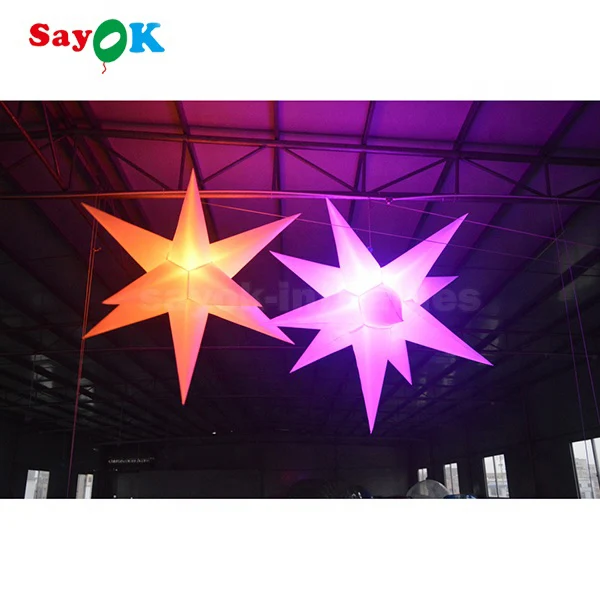 Best Selling LED Light Color Changing Inflatable Star Model Party Decoration Inflatable Hanging Led Stars for Night Club