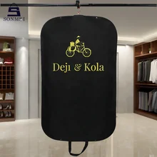 Non Woven Garment Clothes Black Customized Storage Suit Packing Bag