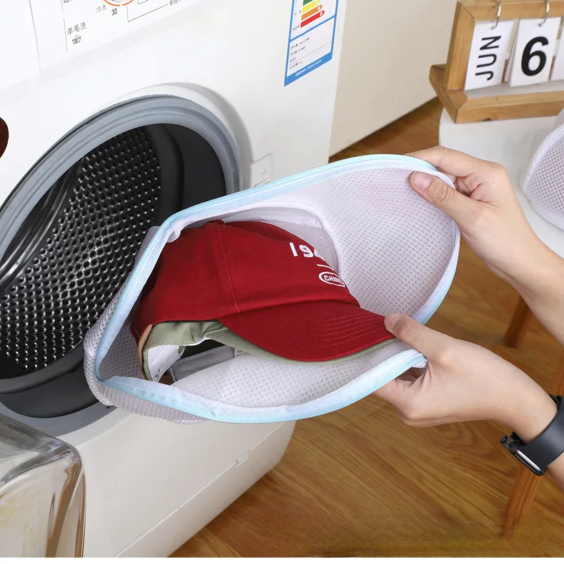 Hat Wash Protector Baseball Cap Cleaner Machine Detachable Mesh Hat Washing Bag