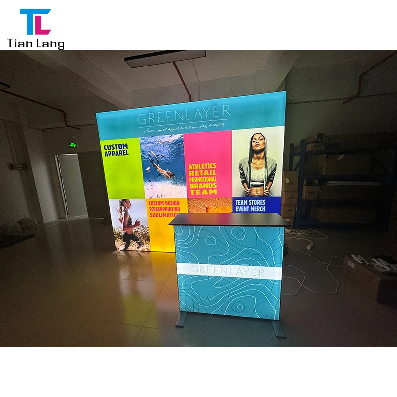 Bagong Disenyo 10x10 Custom Aluminum Callopsible Portable Walang Gamit ng Tulongang Trade Show Modular LED Curtain Backlit Advertising Light Boxes