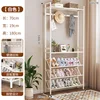 double rod hallway coat rack 70cm long (cream white) 4 hooks