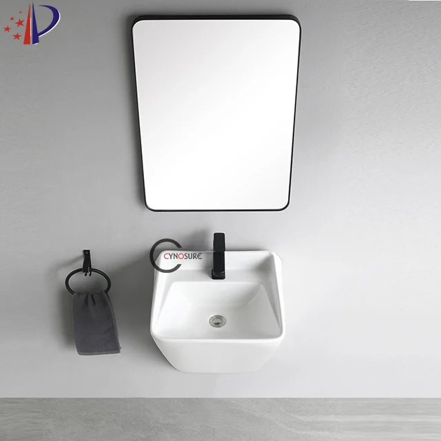 New Products 2025 Multifunctional White Rectangle Bathroom Countertop Ceramic Table Top Sink Bathroom Hand Wash Wall Hung Basin