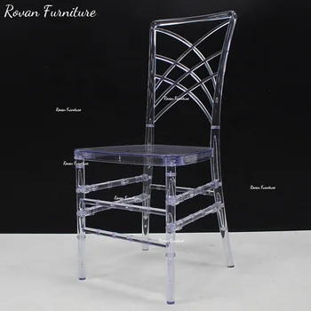 Wholesale transparent pc plastic soft cushion hotel banquet hall square back dining chairs for events