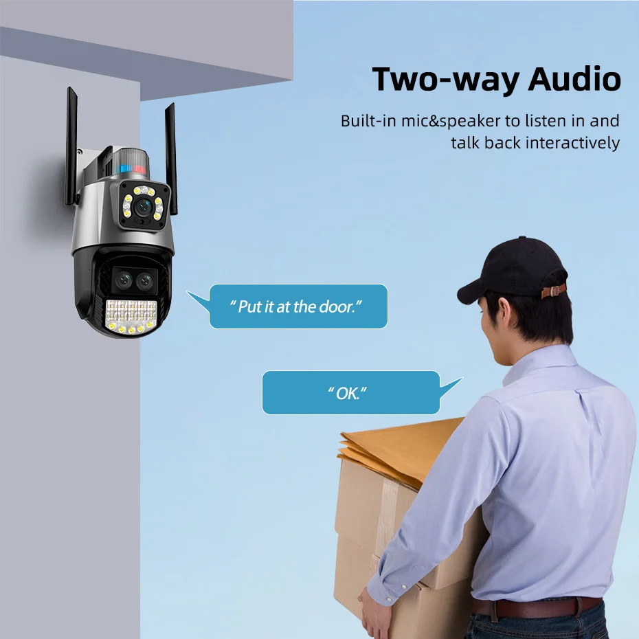 KERUI Three Lens Outdoor Camera Full HD 8X Digital Zoom Security Camera 6MP Network Camera PTZ Auto Tracking Surveillance CCTV