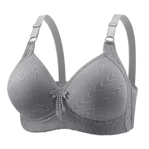 OEM Plus Size Women's Bra With Adjustable Pattern and High-quality Gathered Underwear Without Rims.