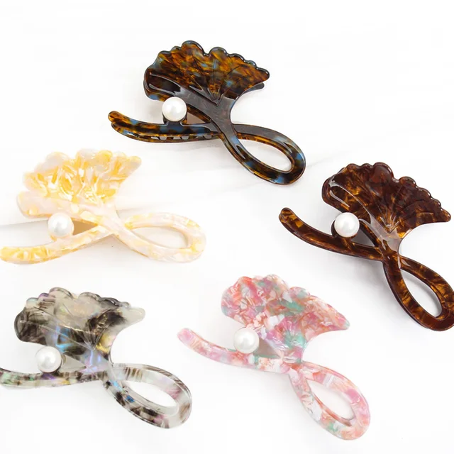 10cm Acetate Apricot Leaf Tortoise Shell Large Haarklammer Shark Hair Claw Vintage Clamps Clips For Girl Hair Clips For Women