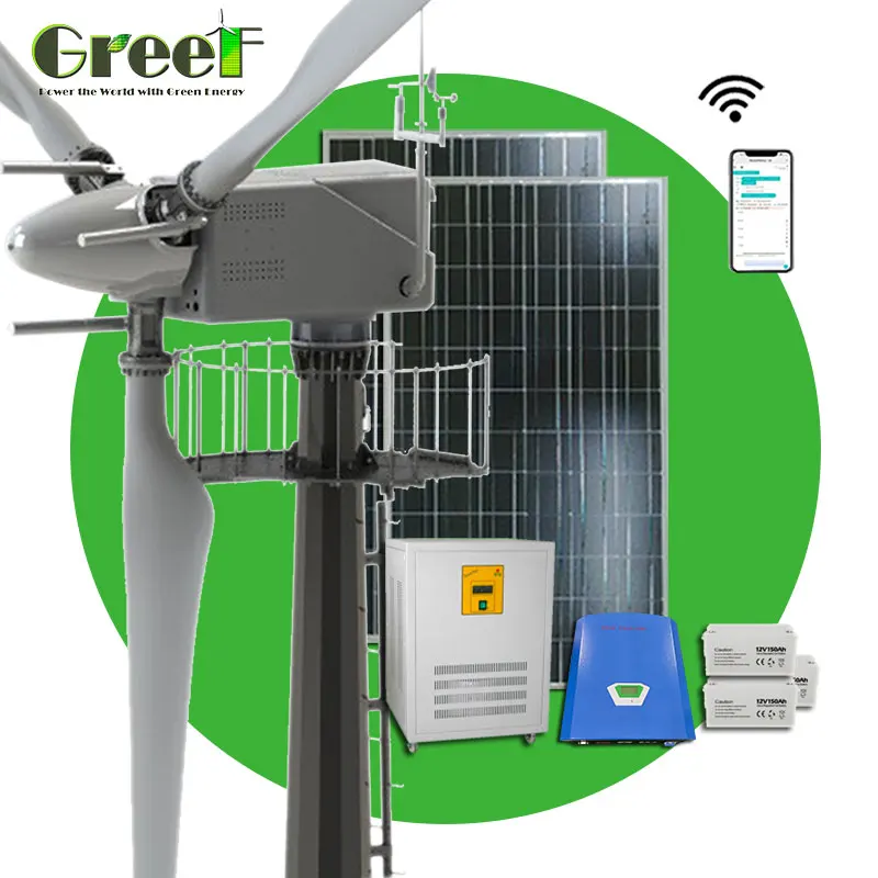 10kw Solar Hybrid Pitch Control Wind Turbine Blades Battery Charge ...
