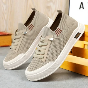 Latest Design Fashion Breathable Fabric Knitted Athletic Sne Shoes Light Weight Casual Walking Shoes Custom Logo Men Shoes