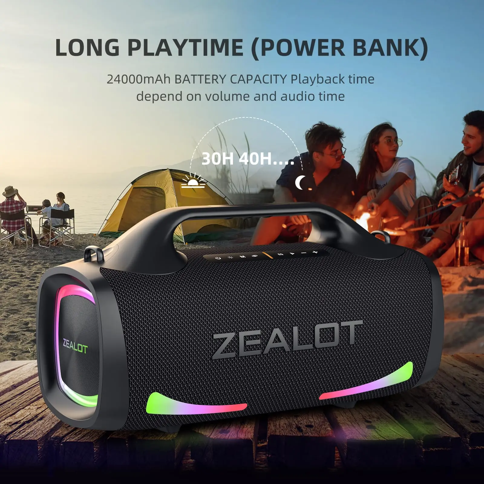 Zealot S79 110W防水Bluetoothポータブルスピーカー、屋外パーティー用