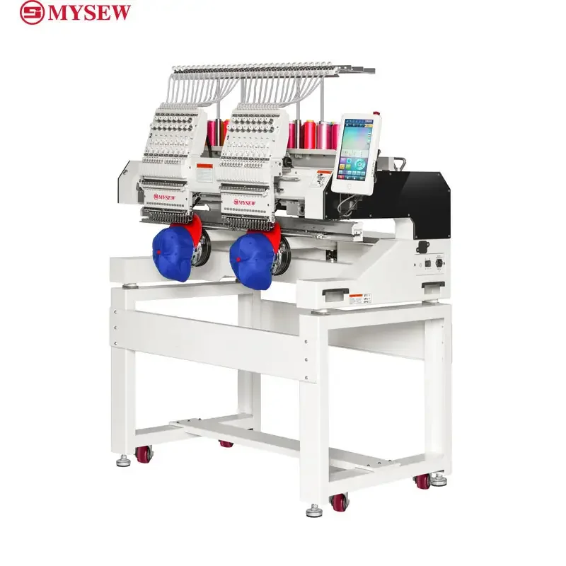MYSEW MBC-1202/1502 2 Heads 12/15 Needles Industrial Automatic High Speed Computerized Custom Embroidery Machine for Sale