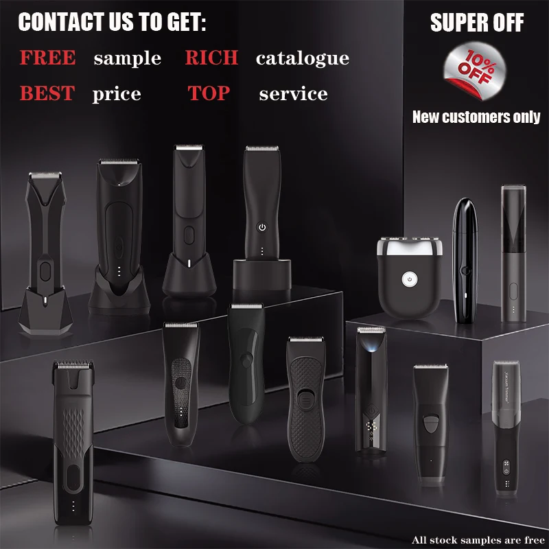 Free Sample OEM ODM Custom Professional  Hair Clipper Rubber Surface Waterproof LED Light Type-C Body Groomers Body Trimmer