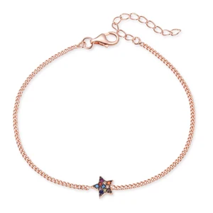 Stars 925 Sterling Silver Cubic Zirconia Bangle Vintage Rose Gold & Rhodium Plated Fashionable Girls Bracelet Gift