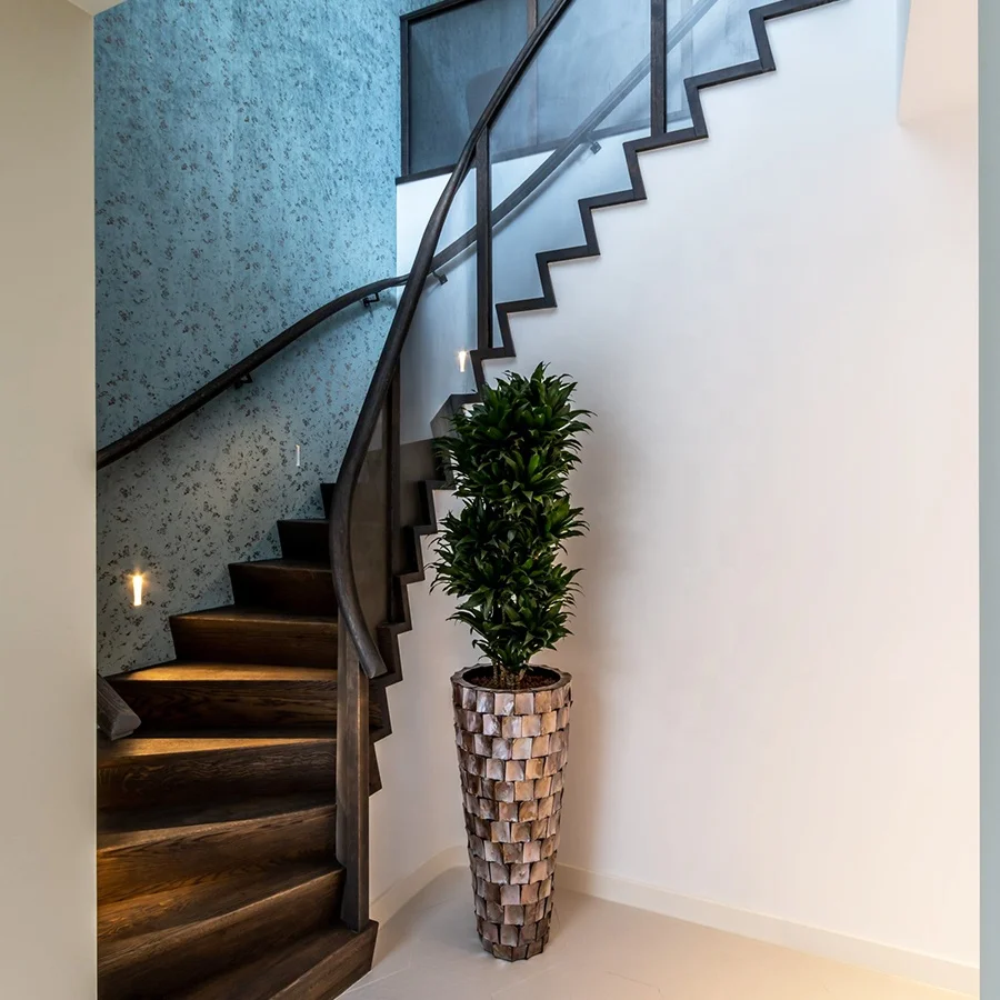 China GAOBO Staircase Factory Canada and USA Modern Style Stair Safety Floating Red Oak Stair Glass Balustrade Staircase Design