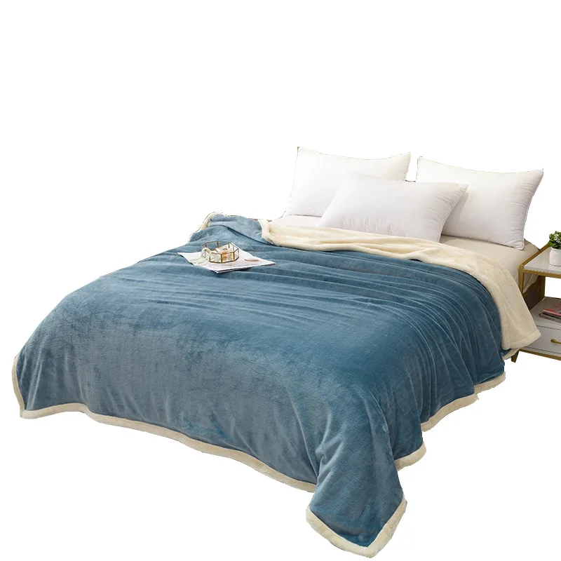 Двухслойное плюшевое флисовое покрывало из микрофибры (теплое/уютное/пушистое)