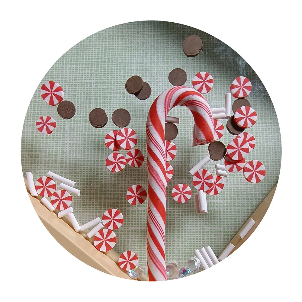 Simulation Candy Cane Slime Charms Cute Set Resin Charms Mixed Assorted Candy Sweets Resin for Diy Slime and Craft Making 1 Bag