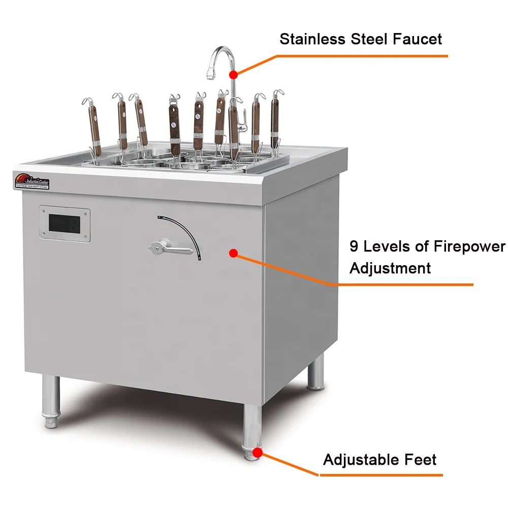Spaghetti Ramen Cooking Machine Station 9 Basket Pasta Boiler Induction Restaurant Commercial Pasta Noodle Cooker With Strainer