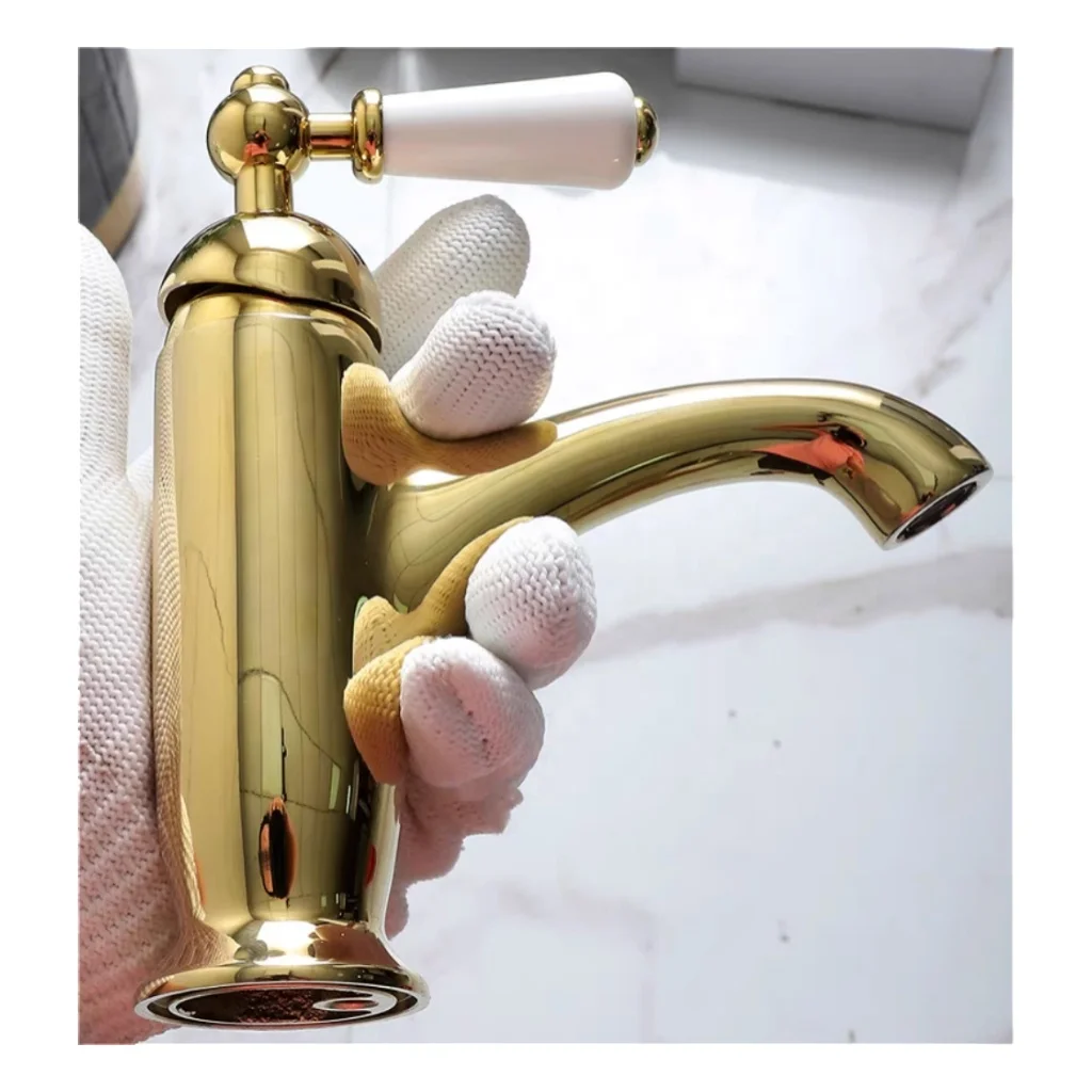 Classic Single Lever Brass Basin Tap - Gold factory