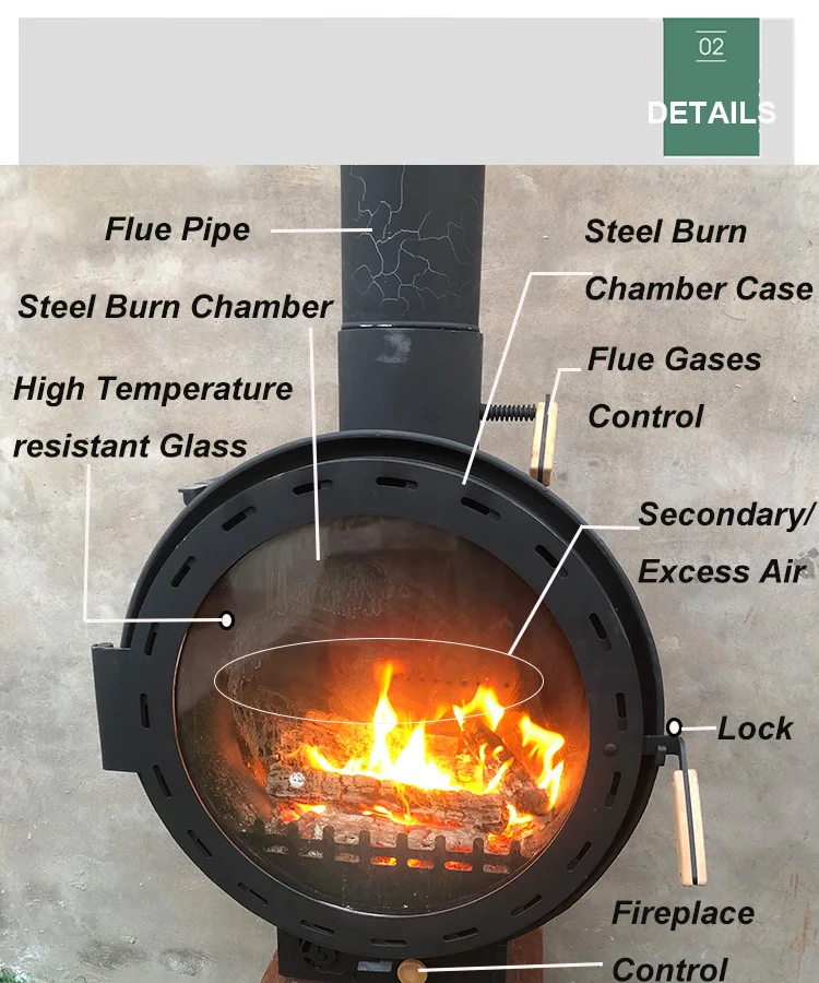 Modern Indoor Wood Burning Stove Heating Suspended Fireplace Stainless Steel