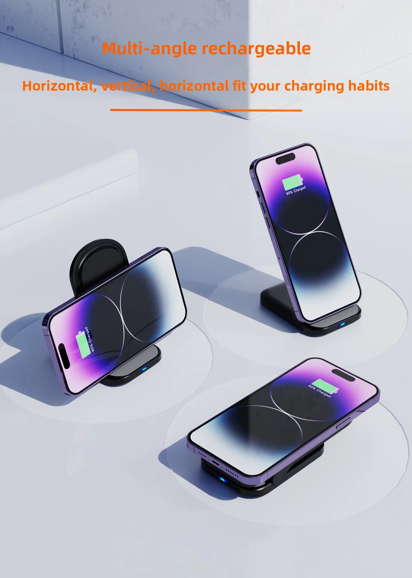 New Vertical Folding Wireless Charging Stand With 15W Fast Charging For Mobile Phones - Desktop Charging Wireless Charging_voghion.com