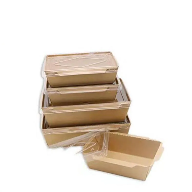 Square Kraft Paper Box Disposable Fast Food Packaging Box Custom Style Simple Bento Fixed Takeaway Fast Food Box