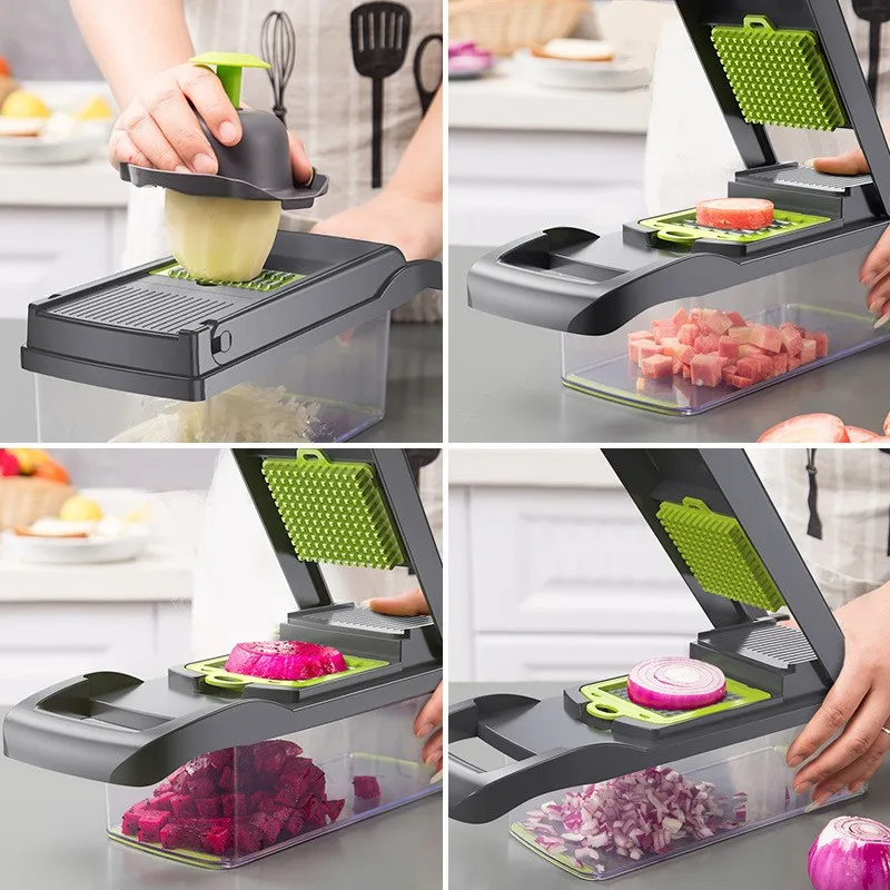 Kitchen Tools Multi-Functional Fruit Cutter Slicer 16 in 1 Onion Garlic Manual Food Processor Vegetable Choppers