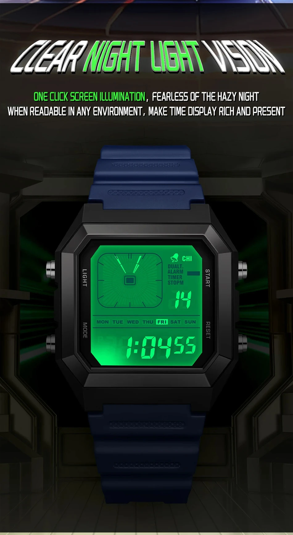 Sanda 6307 Waterproof Digital Sports Watch for Men