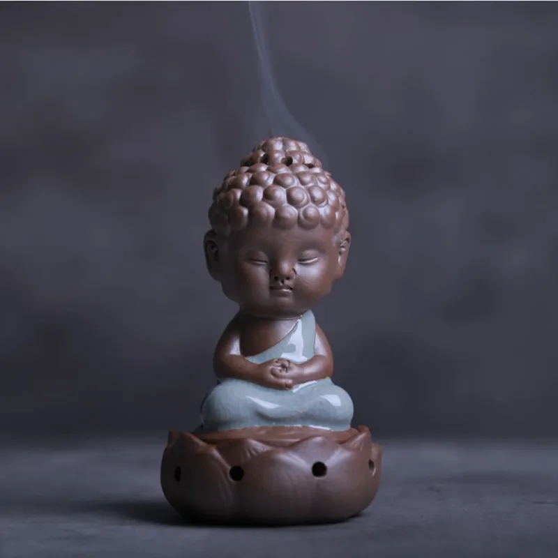 The Little Monk Censer Use in Home Teahouse Creative Home Decor Small Buddha Incense Holder Backflow Incense Burner