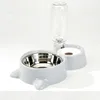 Cat-shaped automatic water refill double bowl