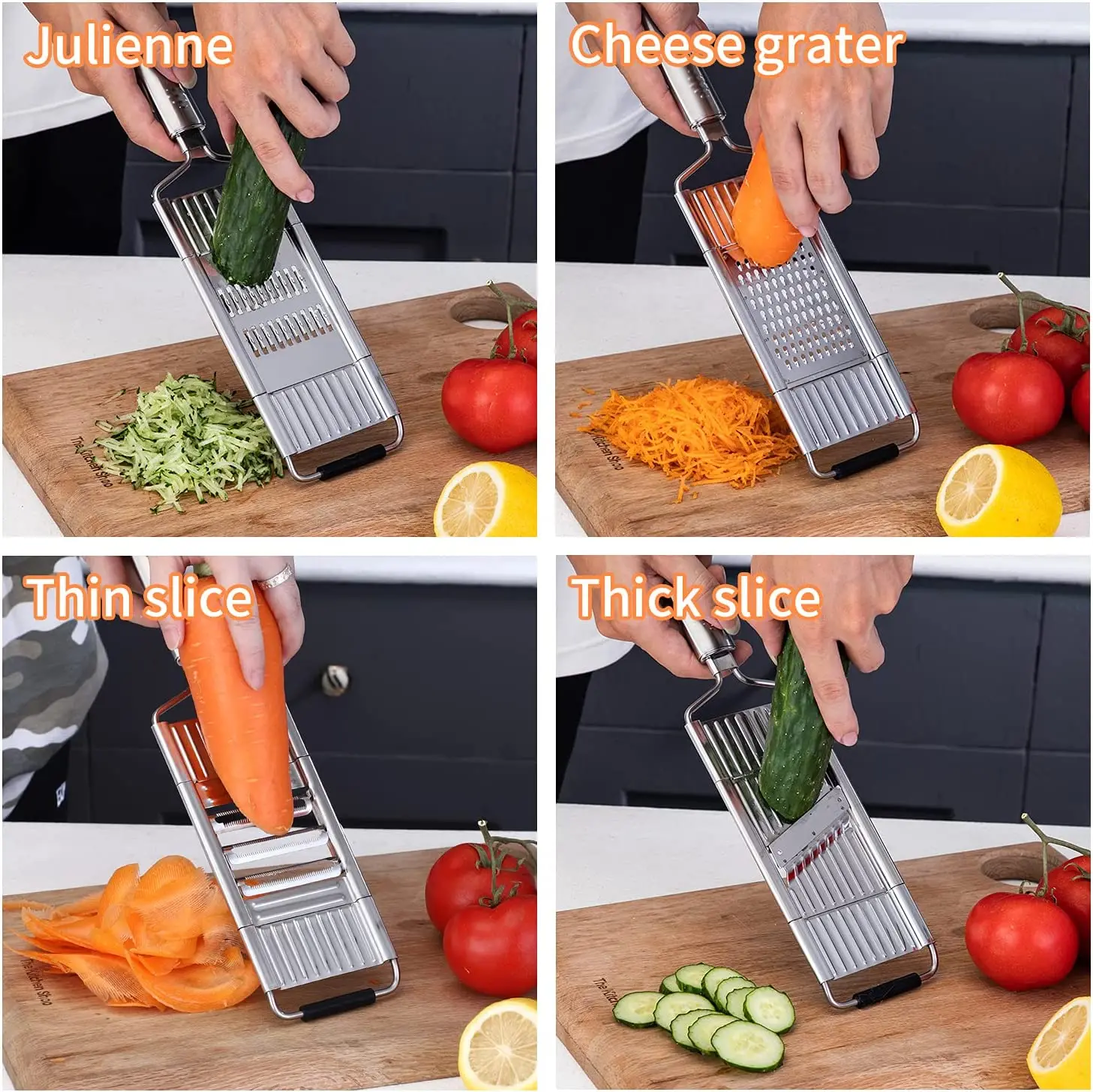 The New 4 in 1 Upgrade Multi-Purpose Vegetable Slicer Cheese Grater Stainless Steel Kitchen Tool Vegetable Cutter