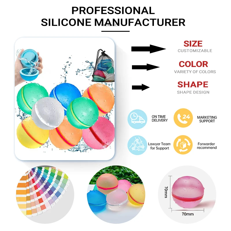 10 Pieces/Pack Silicone Quick Fill Self Sealing Splash Balls Refillable Reusable Water Bomb Balloons for Kids Water Fight
