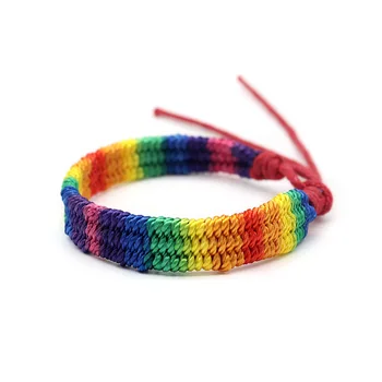 Rainbow LGBT Pride Bracelet Handmade Braided Friendship String Bracelet for Gay & Lesbian LGBTQ Wristband Adjustable Size