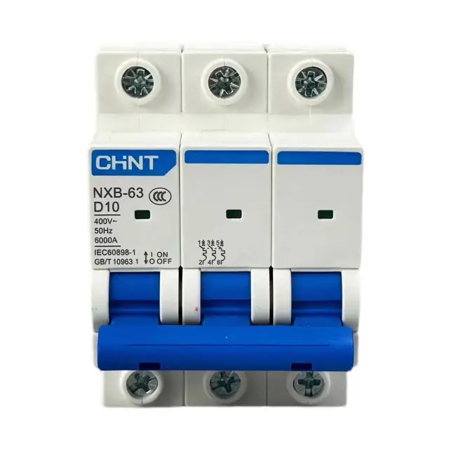 NXB-63 Series Mini Circuit Breaker 3P D10 with LI Protection for Overload and Short Circuit MCB RCCB RCBO