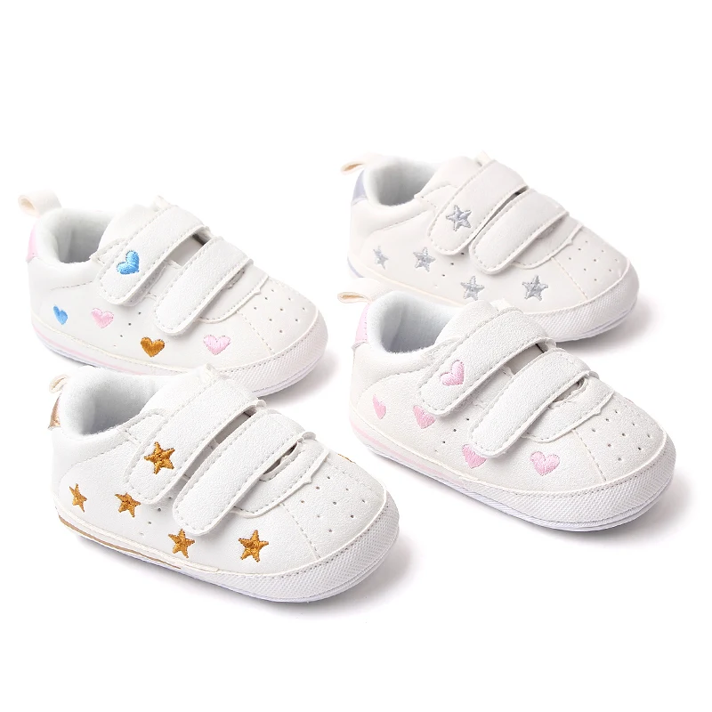 Directly Baby Shoes Factory Hot Selling Soft PU Leather Non-slip White Baby Sport Shoes Walking Shoes