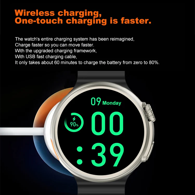 Z13 Round Smart Watch Ultra 9 BT Phone Call Sports SmartWatch Wireless Charger Infinite Screen Sport Smart Bracelet NFC GPS Z78