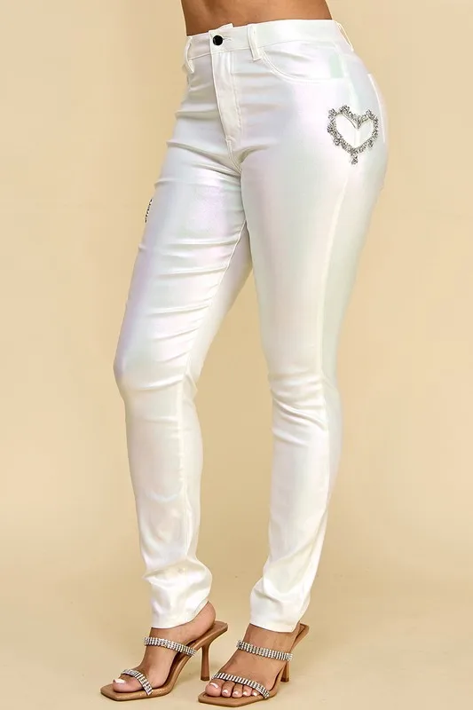 Lady Heart-shaped Ornament Fashion Pants - Image 3