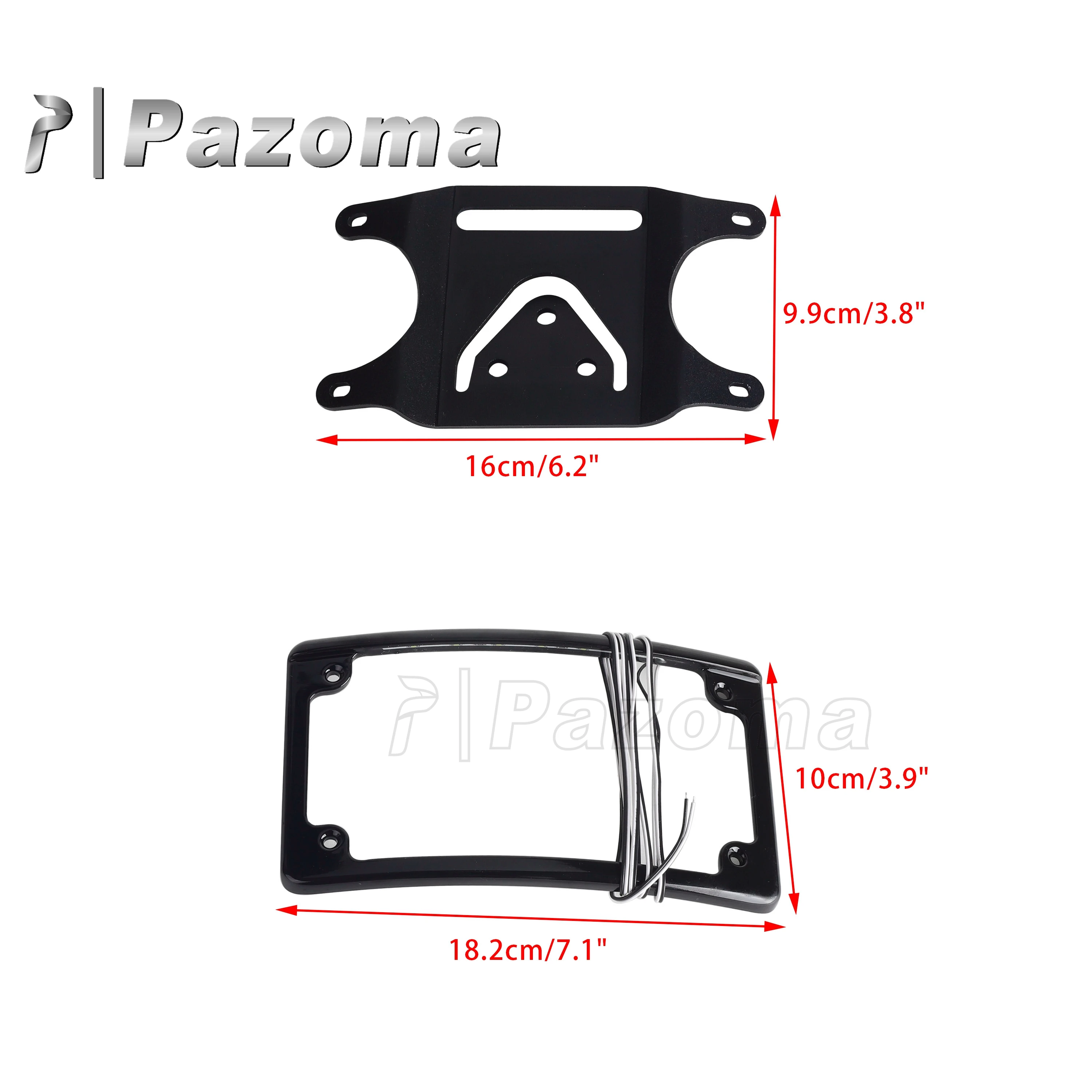 Curved License Plate Mount Relocation Bracket with LED Frame for Harley FXLRST FXLRS FLHRC FLHCS FLHCS FLSTFSE FXDC FXDX XL